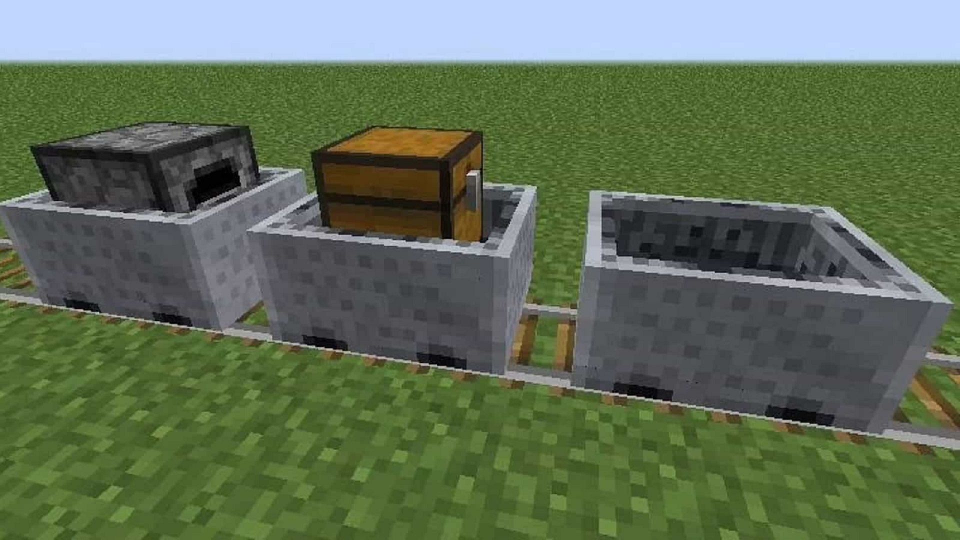 Furnace minecarts can save Minecraft players plenty of redstone and gold making powered rails (Image via Mojang)