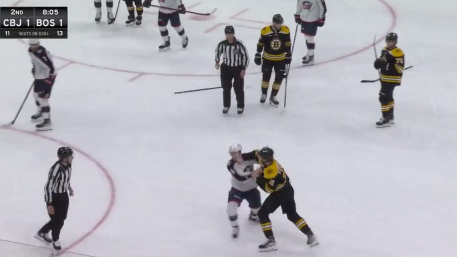 WATCH: Boston Bruins' Trent Frederic knocks out Lane Pederson with one
