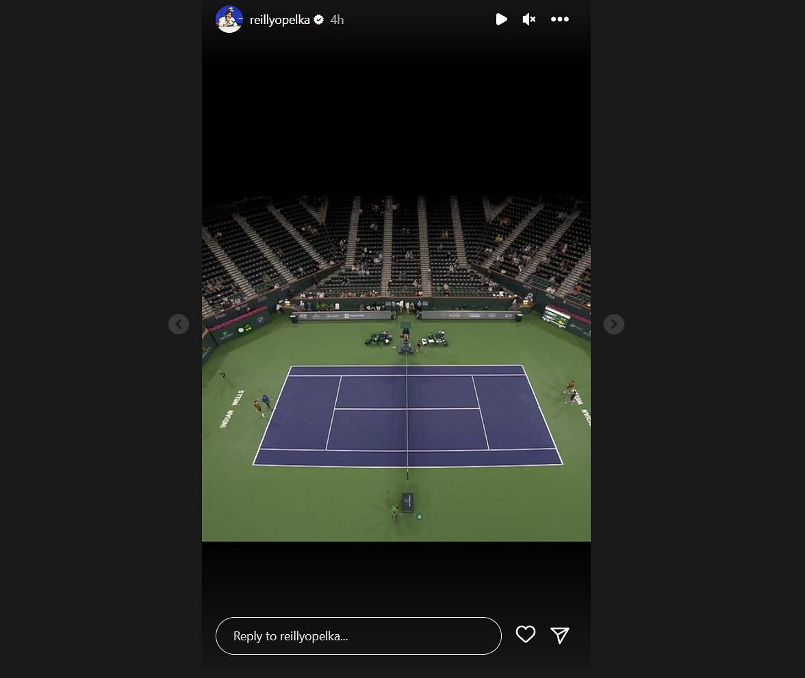 Opelka highlights low crowds at Indian Wells doubles final (via Instagram).
