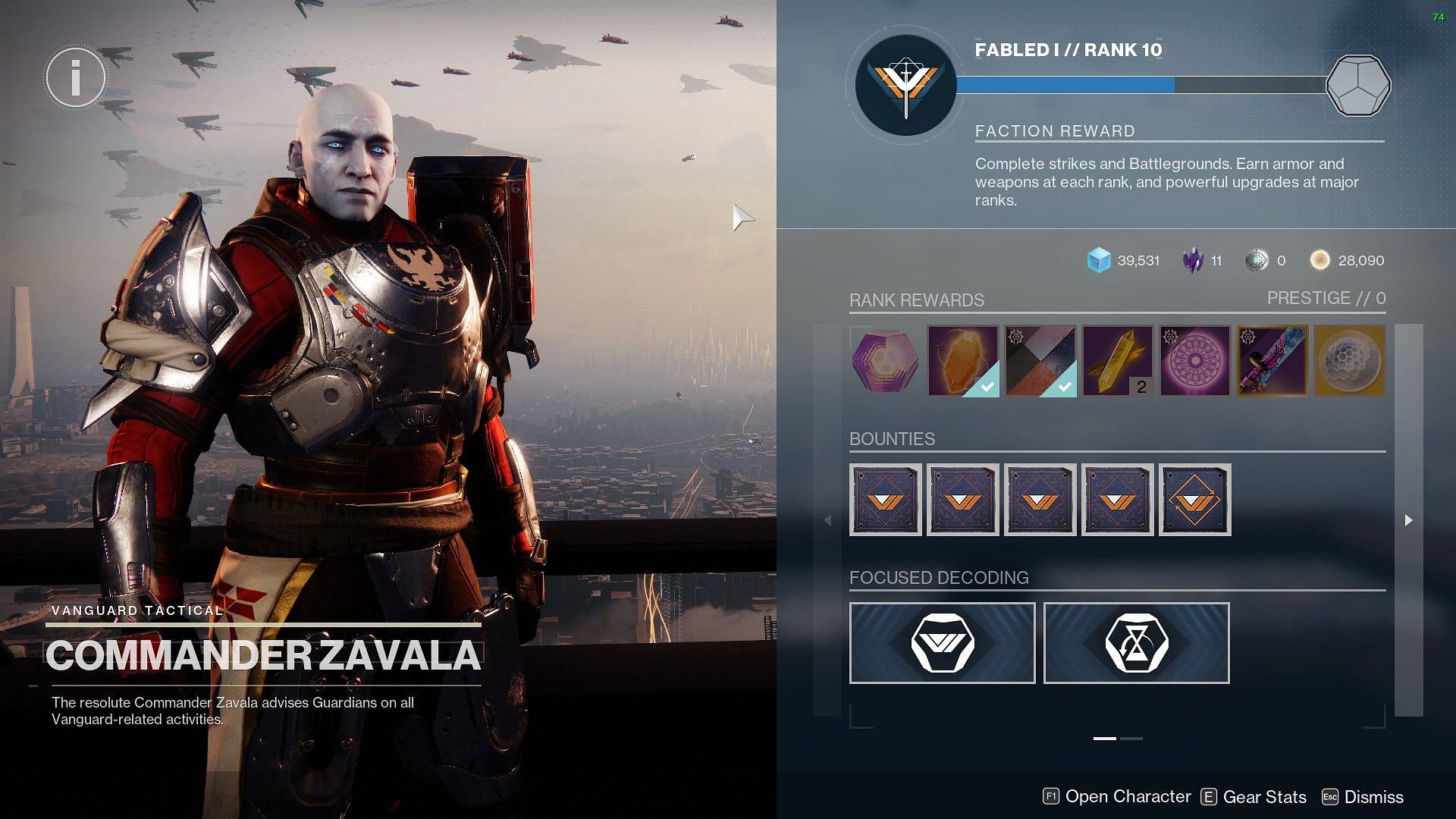 La reputación de Zavala en Destiny 2 (Imagen a través de Bungie)