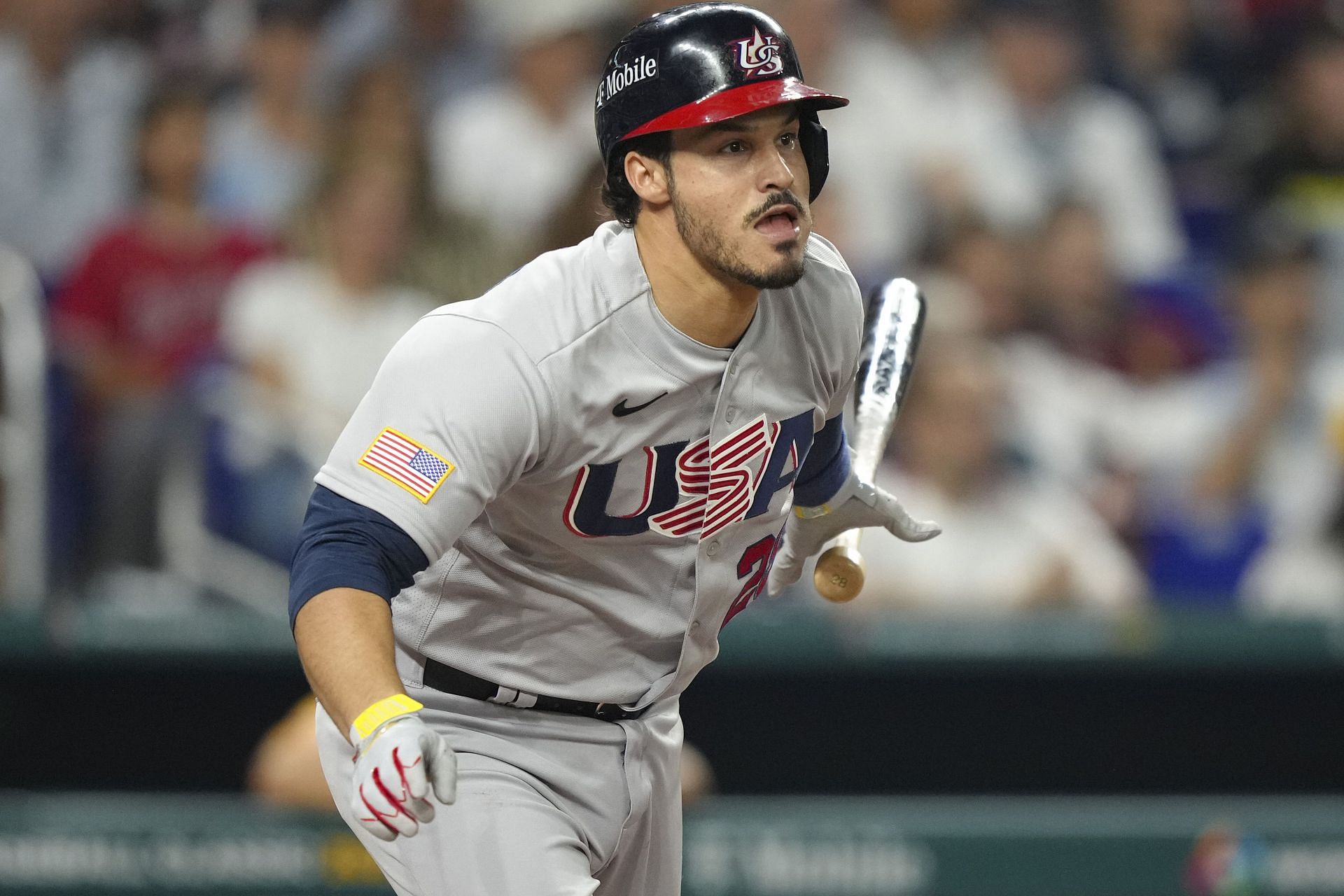 Nolan Arenado was hit by a pitch during the semifinal game against Cuba.