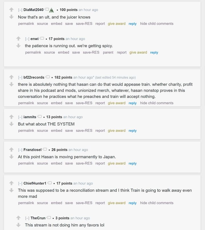 Los fanáticos en Reddit hablan sobre los streamers # 039; discusión acalorada (Imagen vía r/LivestreamFail)