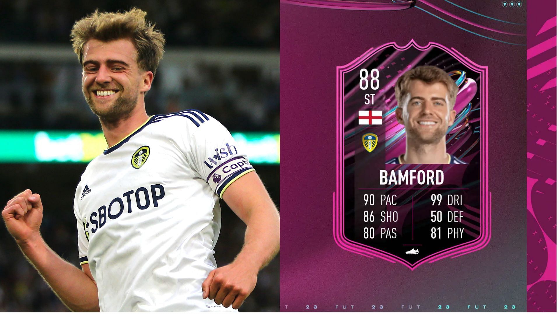 The Patrick Bamford FUT Ballers SBC is one of the best bargains ever released in FIFA 23 (Images via Getty, EA Sports)