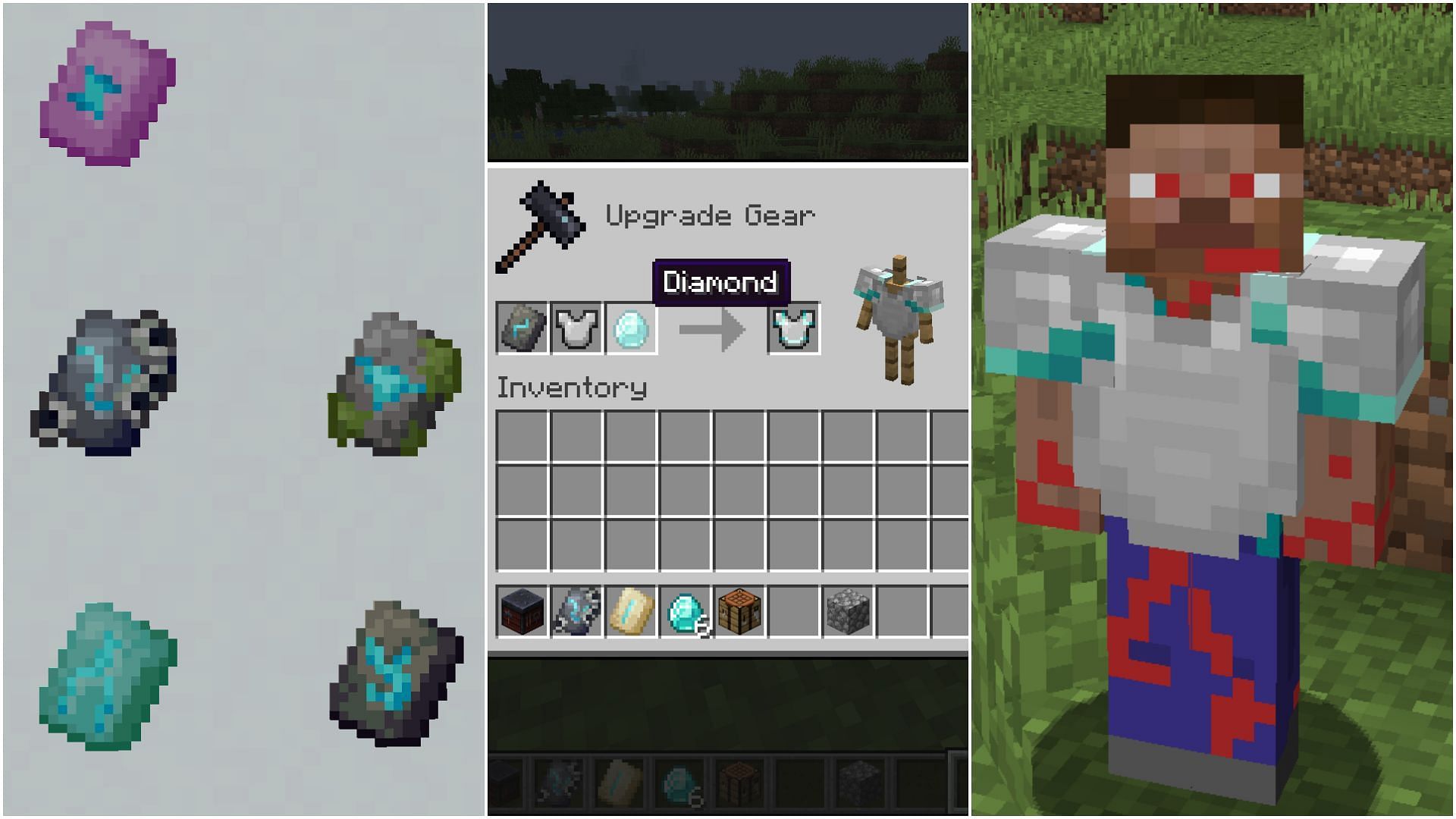 Players can customize their armor parts using armor trims in Minecraft 1.20 Trails and Tales update (Image via Sportskeeda)