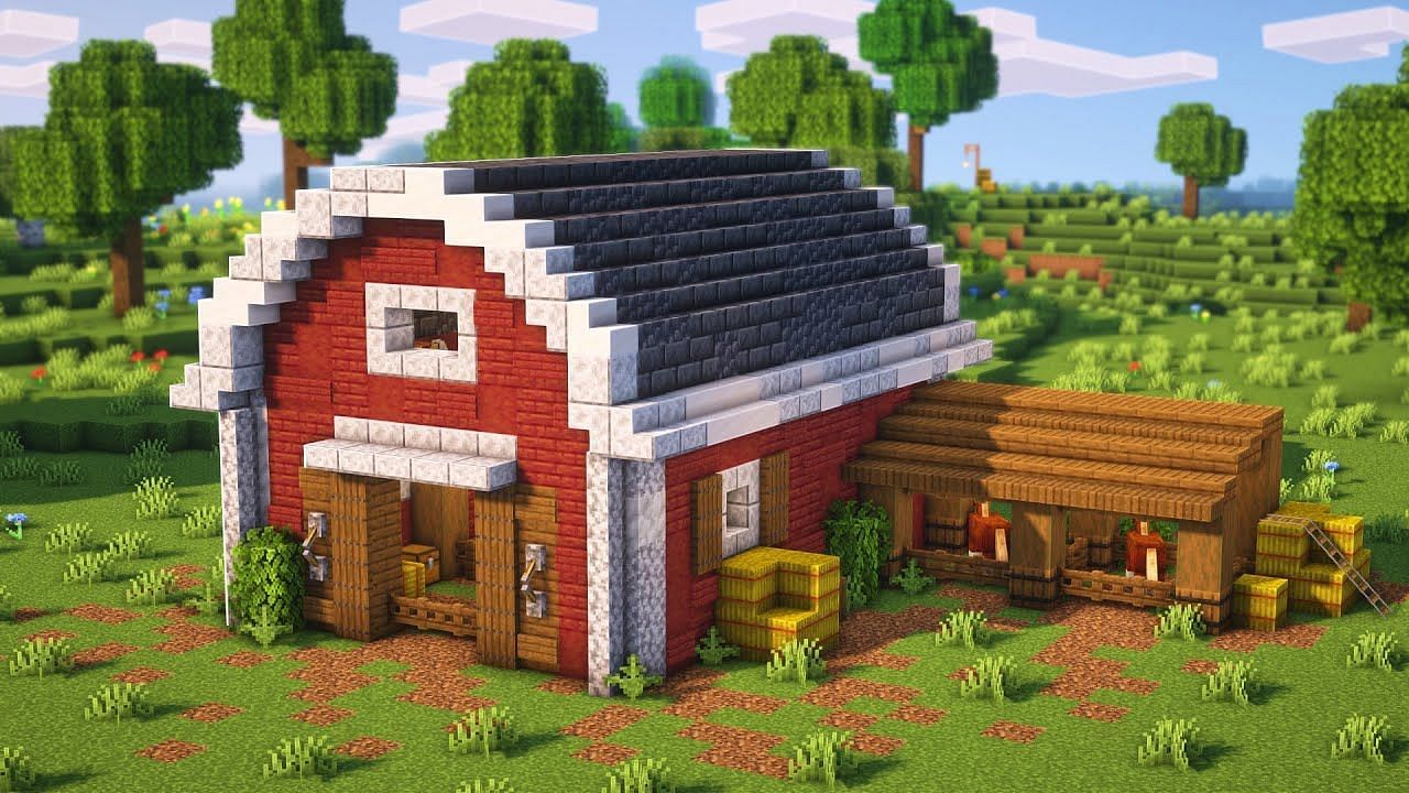 Minecraft barns are great for those who love animals (Image via Youtube/Goldrobin)