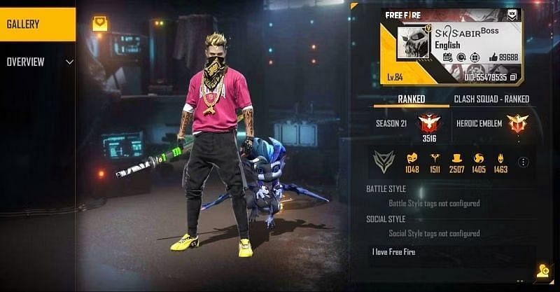 SK Sabir Boss की प्रोफाइल (Image via Garena)