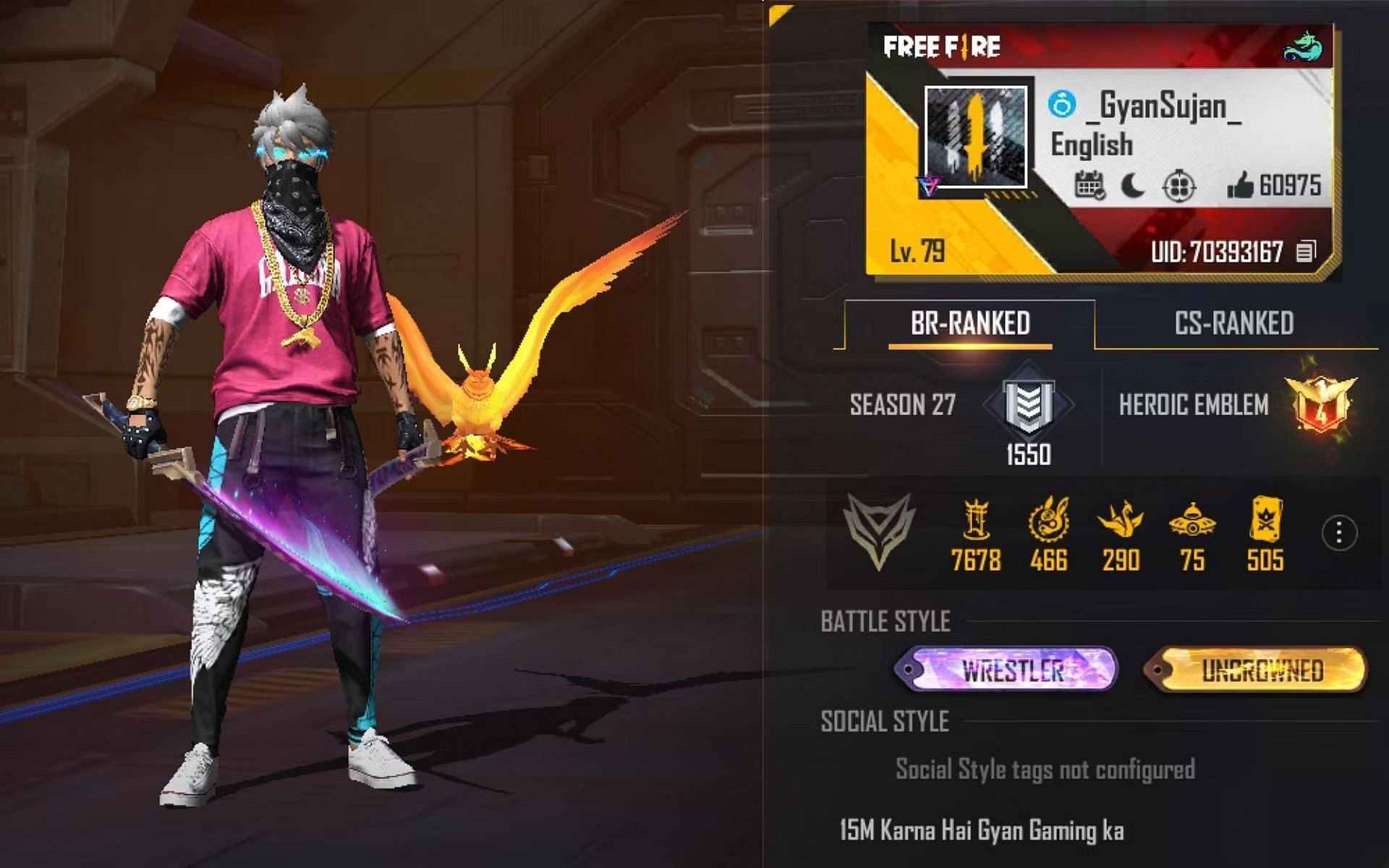 Gyan Gaming की प्रोफाइल (Image via Garena)