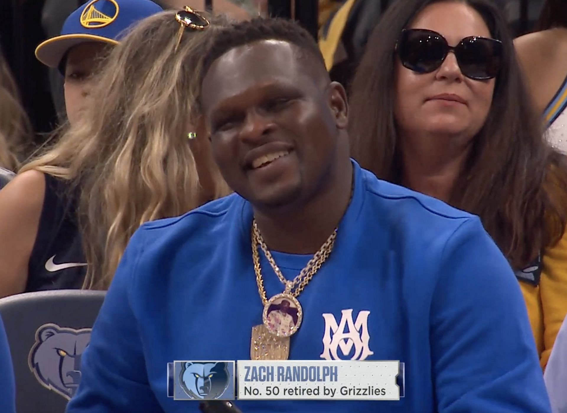 Zach Randolph came to cheer his former team, the Memphis Grizzlies, take on the Golden State Warriors tonight. [photo: Twitter]