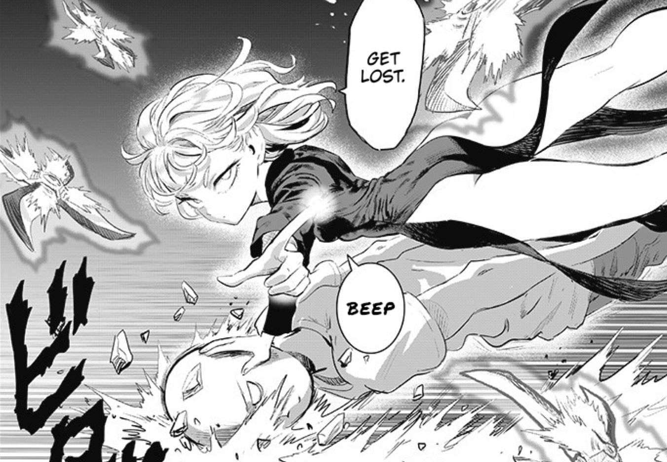 Tatsumaki dragging Saitama as seen in One Punch Man chapter 181 (Image via Shueisha)