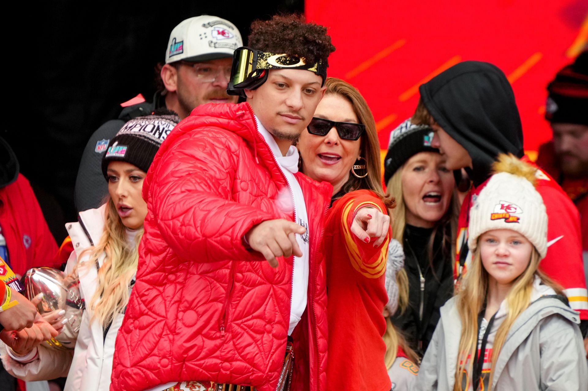 Patrick Mahomes mother at the Kansas City Chiefs Victory Parade