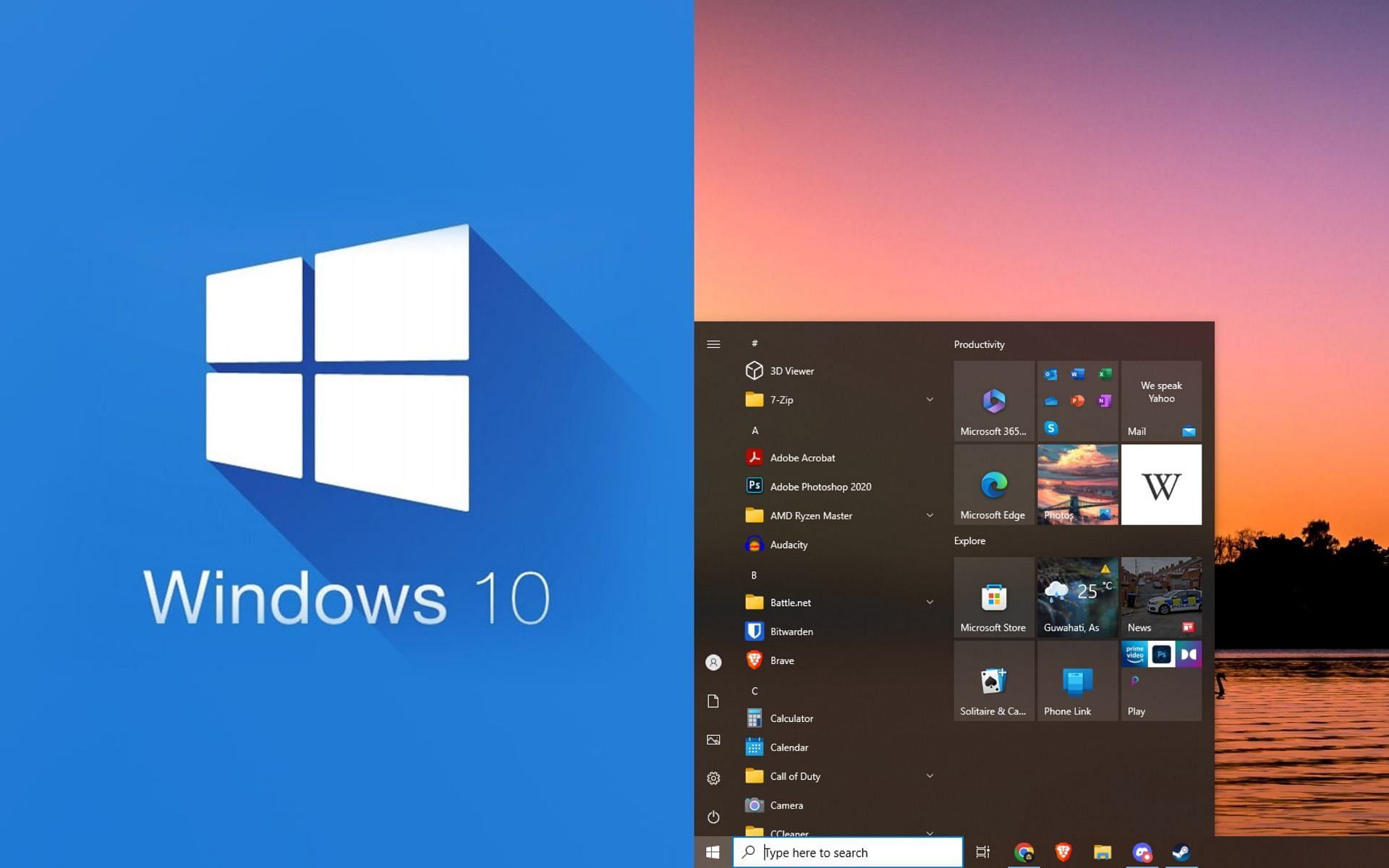Customizing the Start Menu in Windows 10 (Image via Sportskeeda)
