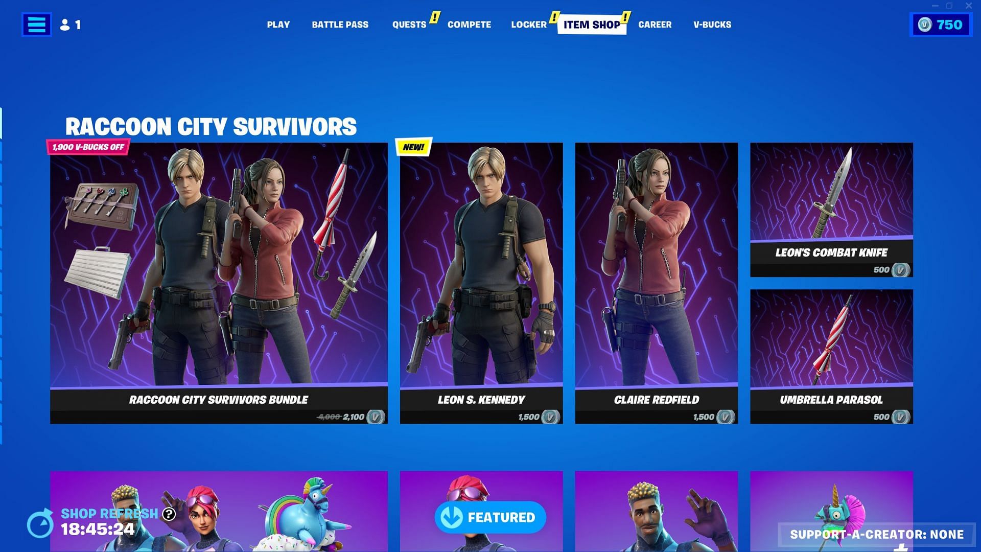 Leon Kennedy and Claire Redfield are now available in the Item Shop (Image via Epic Games/Fortnite)