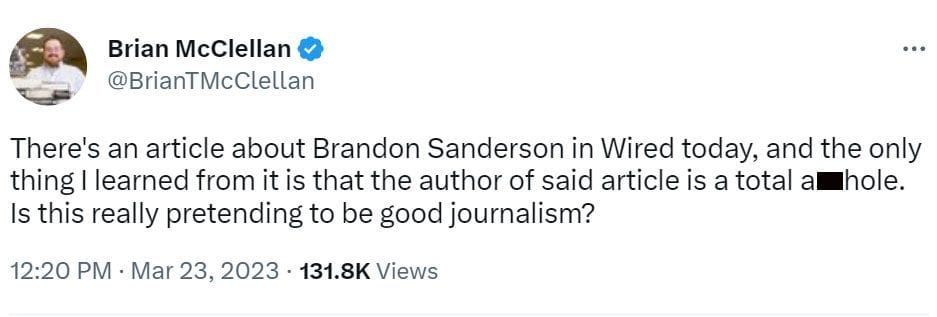 "Why is this piece so gleefully mean?": Brandon Sanderson Wired article