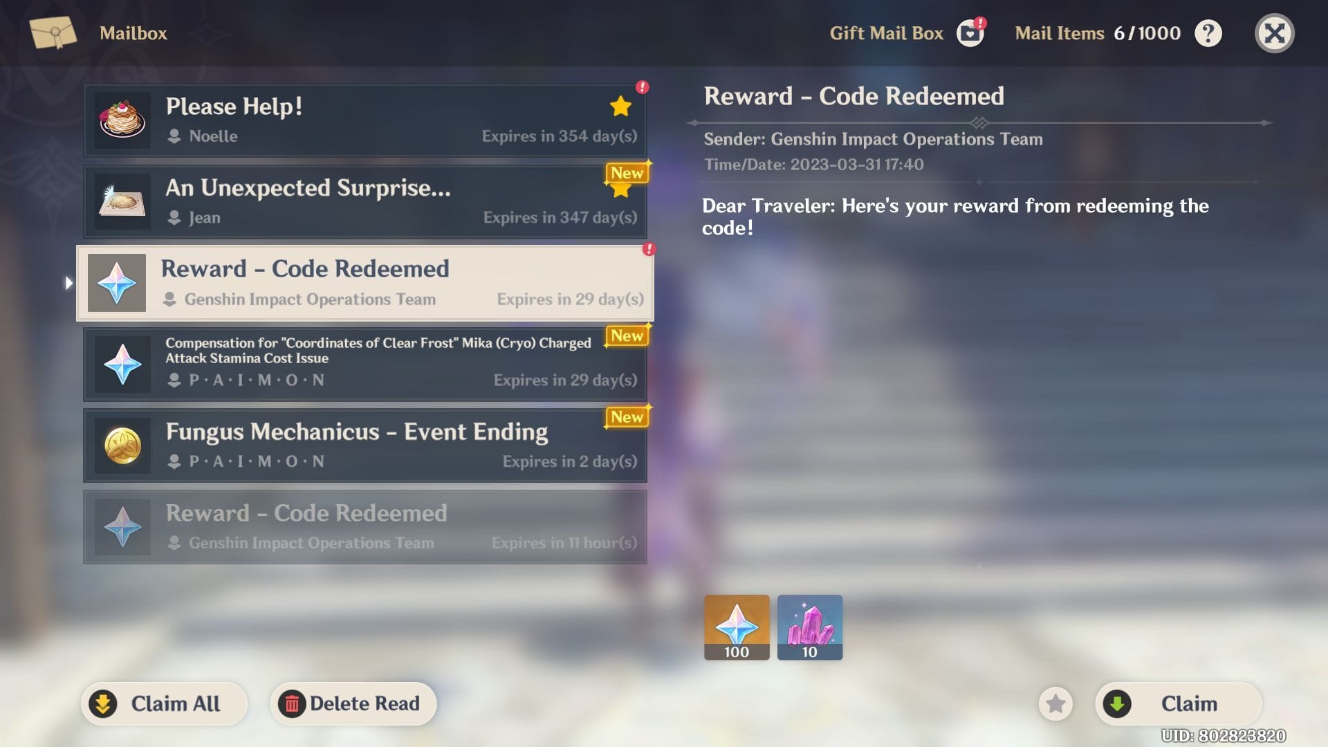 Genshin Impact 3.6 livestream codes How to redeem 300 Primogems before they expire