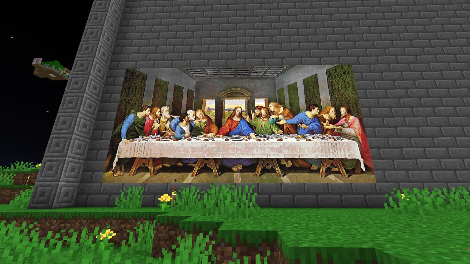Minecraft player created a massive The Last Supper map art (Image via Reddit/u/DaCrazyRacoon)