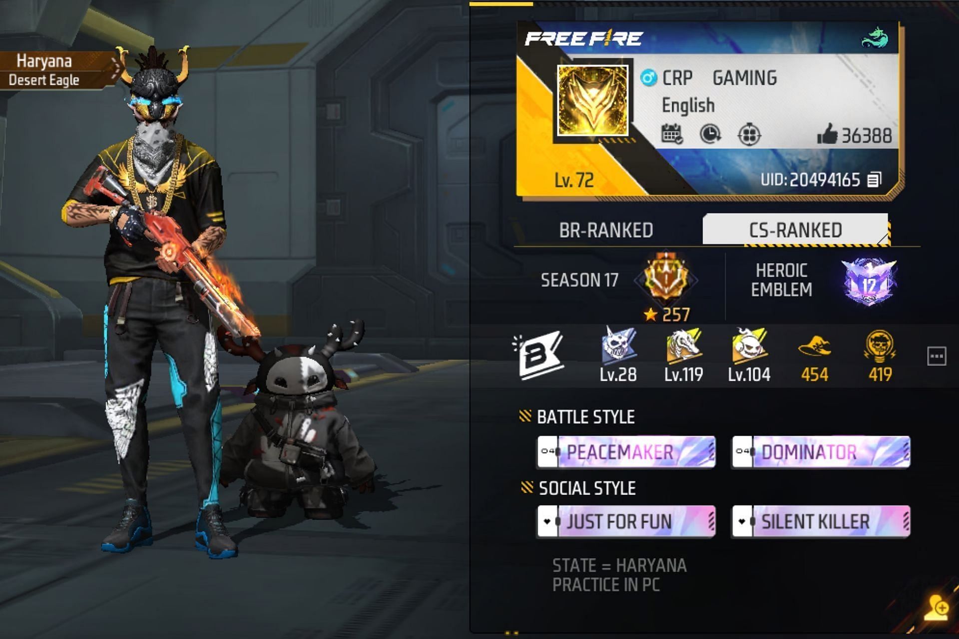 CRP Gaming की प्रोफाइल (Image via Garena)