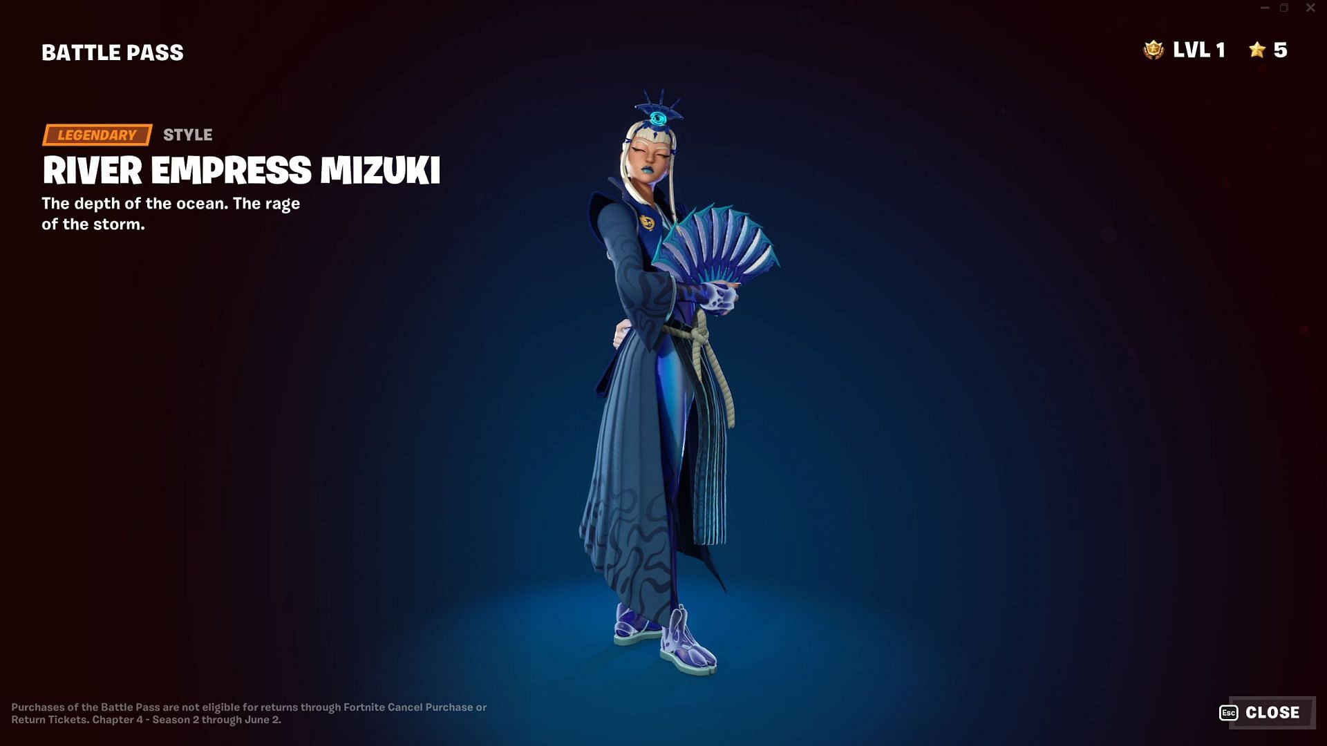 Mizuki is the final skin of the Fortnite Chapter 4 Season 2 Battle Pass (Image via Epic Games)