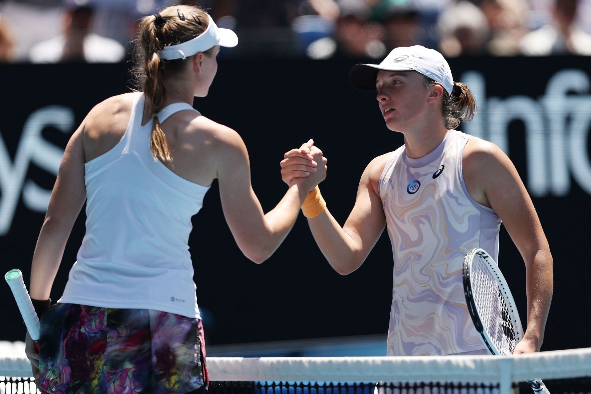 Elena Rybakina and Iga Swiatek at the 2023 Australian Open.