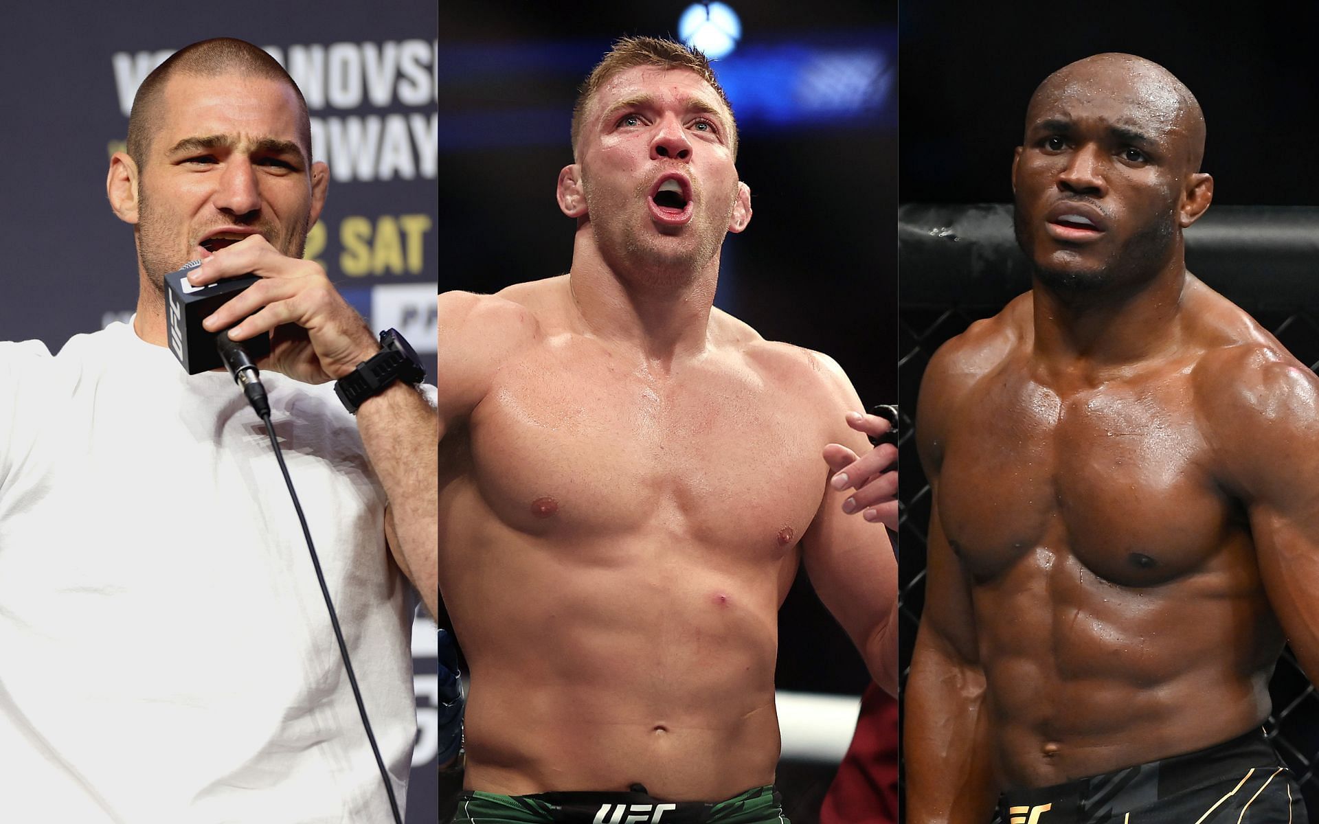 Sean Strickland (left), Dricus Du Plessis (center), and Kamaru Usman (right) (Image credits Getty Images)
