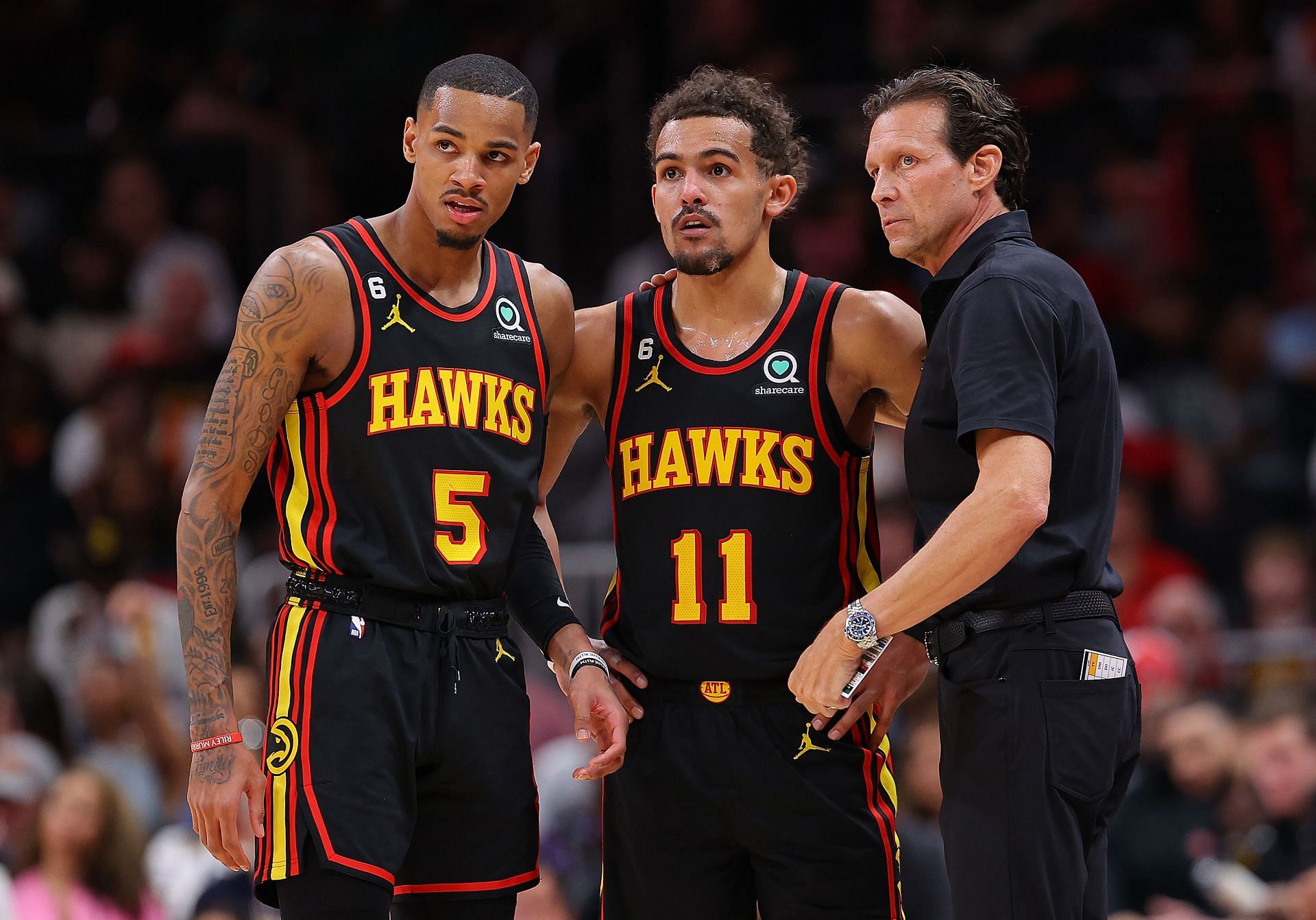 The Hawks backcourt duo combined for 57 points in Game 3 (Image via Getty Images)