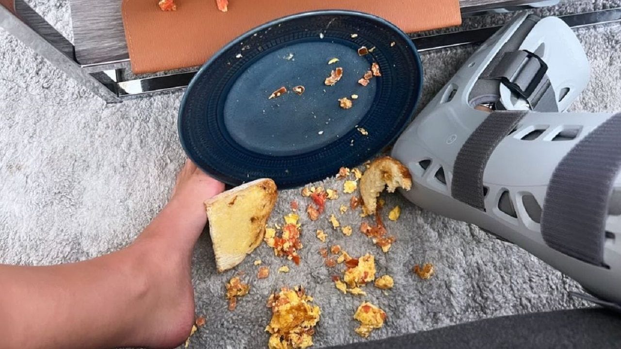 WWE Superstar using a walking boot (medical shoe) after ankle injury