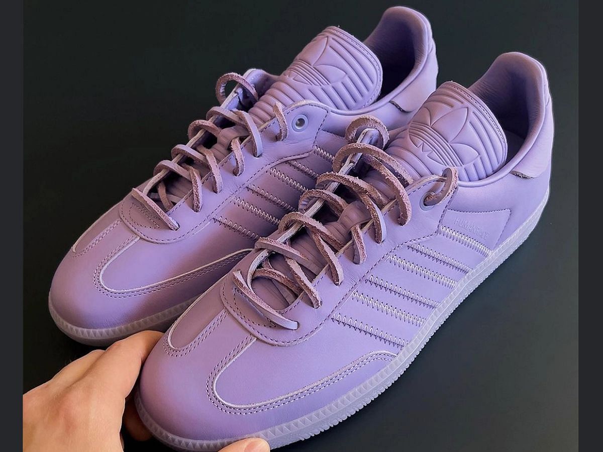 Pharrell Adidas Samba "Lilac" sneakers: Price and more details explored