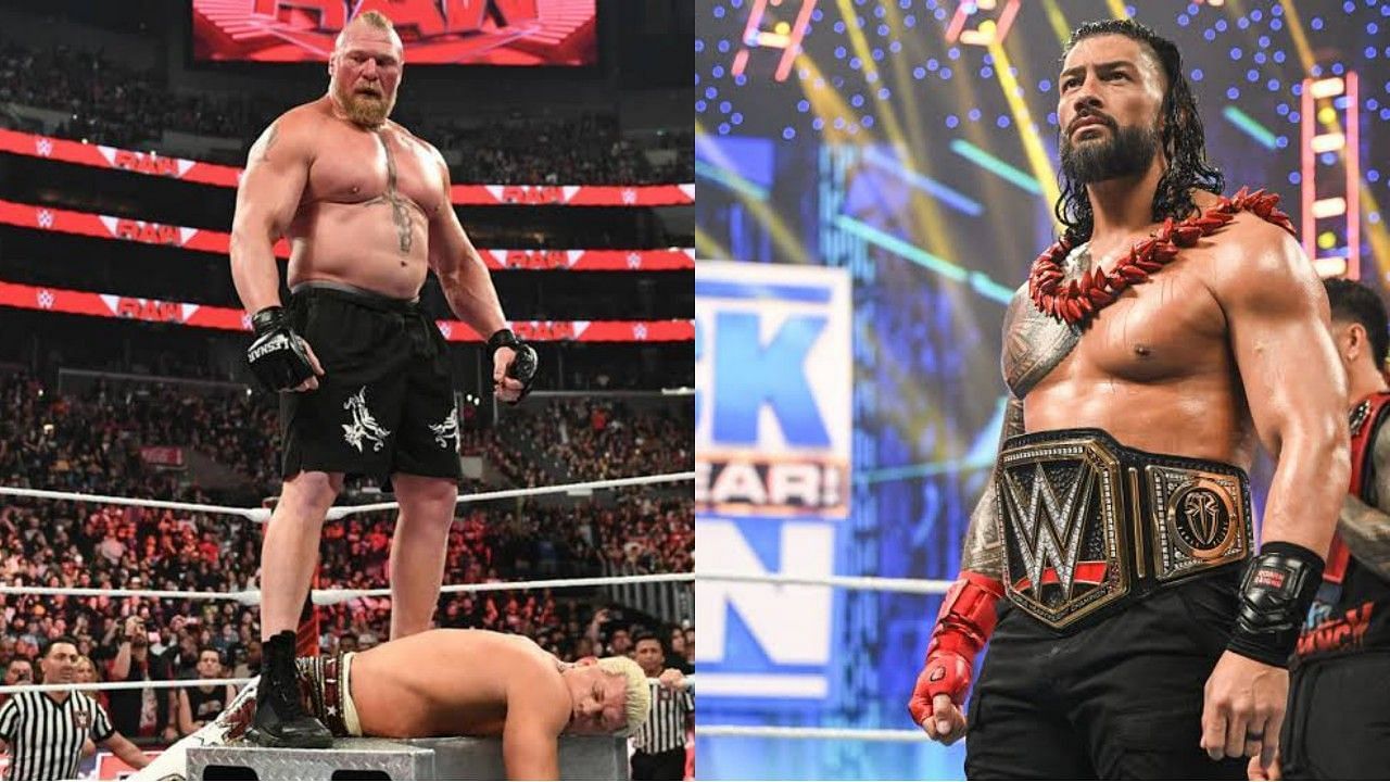 WWE सुपरस्टार्स ब्रॉक लैसनर, कोडी रोड्स और रोमन रेंस 