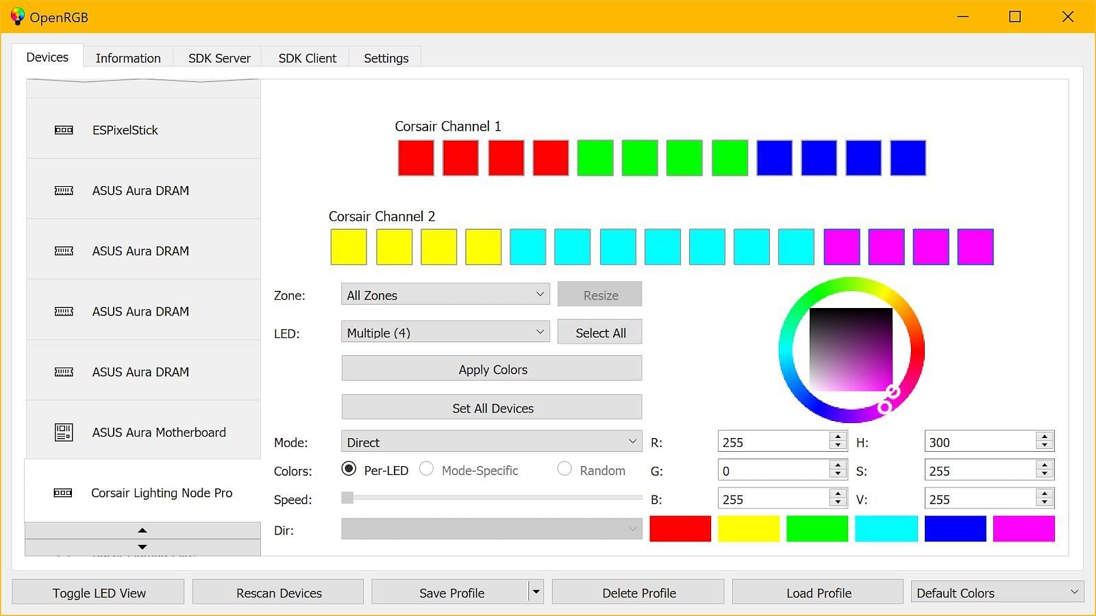 OpenRGB (Image via OpenRGB)