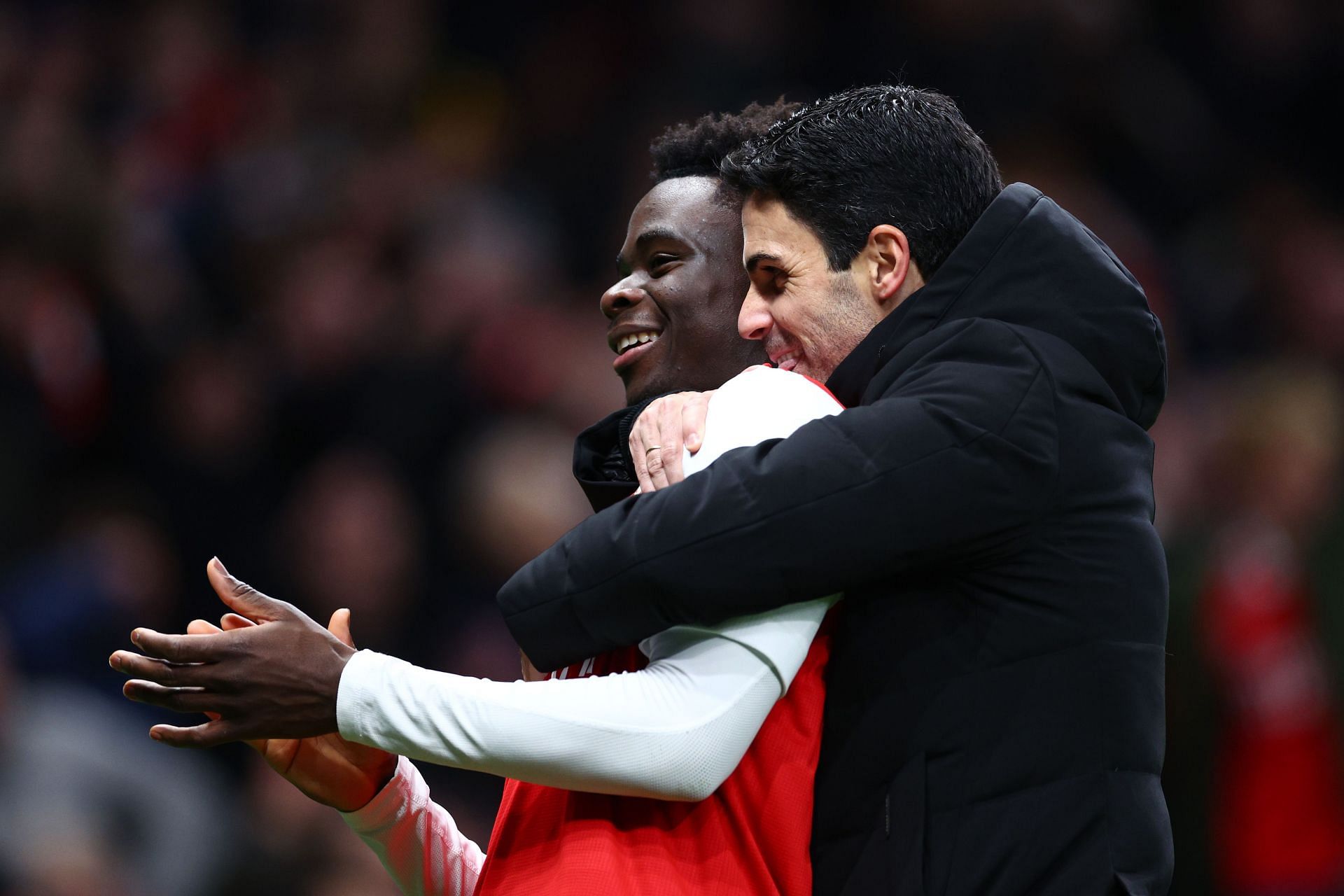 Mikel Arteta (right) comments on Bukayo Saka's place in his side.