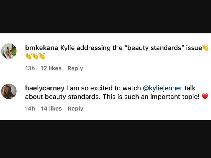 Fans react to Kylie Jenner's beauty standard conversation (Image via kardashianshulu/Instagram)