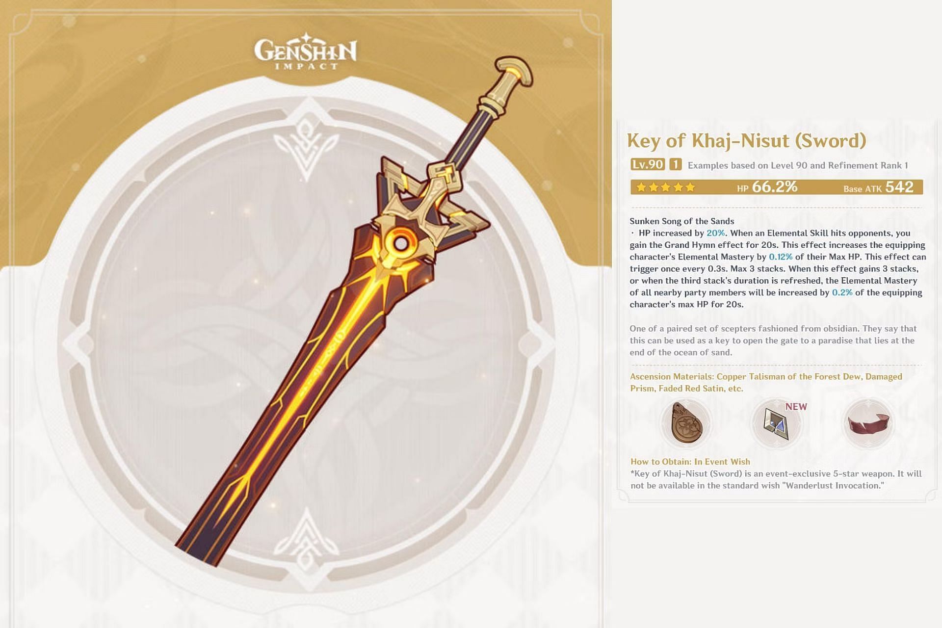 Key of Khaj-Nisut is a 5-star sword (Image via HoYoverse)