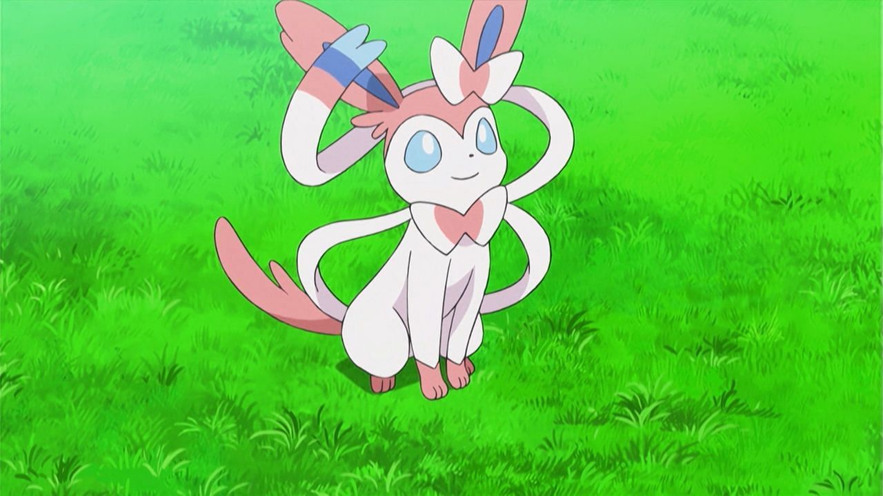 Sylveon as it appears in the anime (Image via The Pokemon Company)