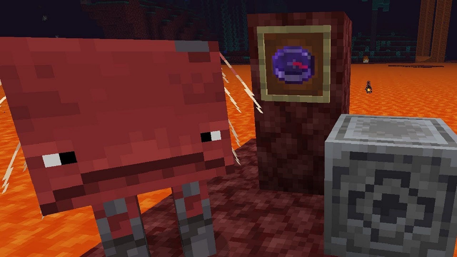 Compasses take on an enchanted glint in Minecraft when tied to a lodestone (Image via Mojang)