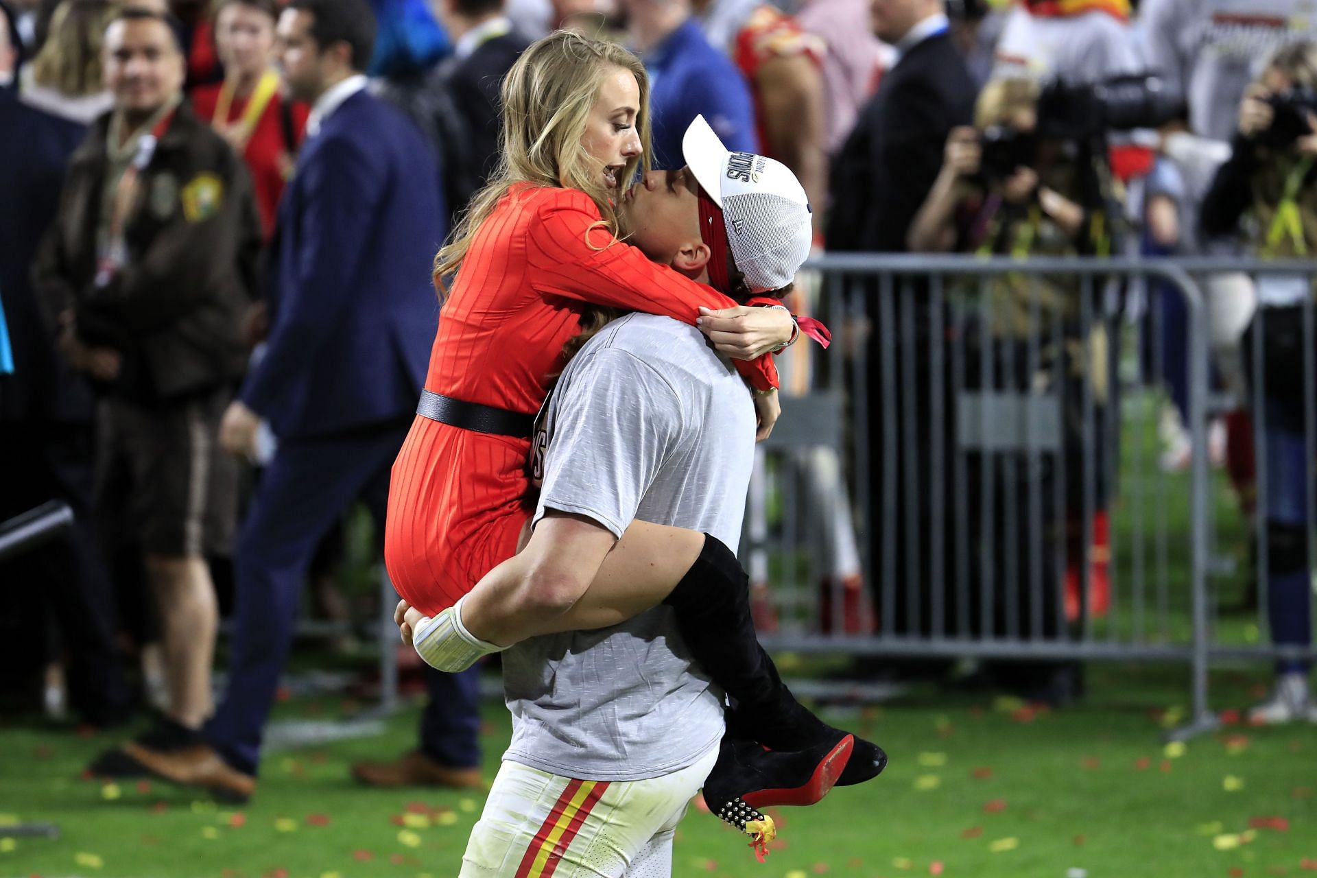 The couple after the Chiefs won Super Bowl LIV