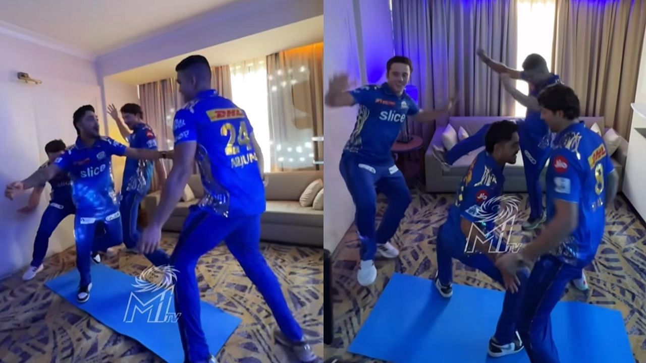 ईशान किशन ने साथी खिलाड़ियों के साथ जमकर किया डांस (PC: MI Instagram)