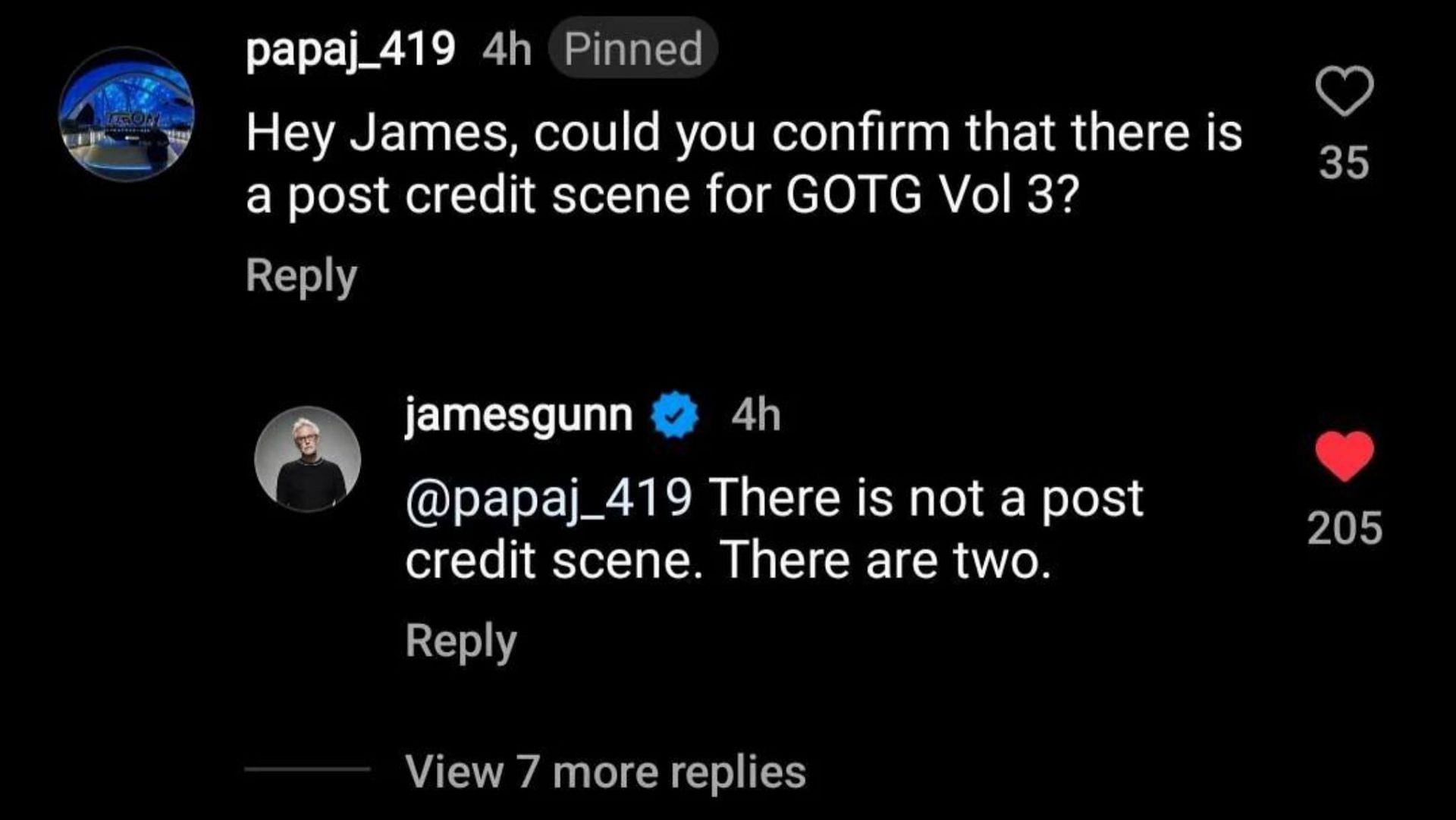 James Gunn reveals that Guardians of the Galaxy Vol. 3 will feature two post-credits scenes (Image via James Gunn&#039;s Instagram)