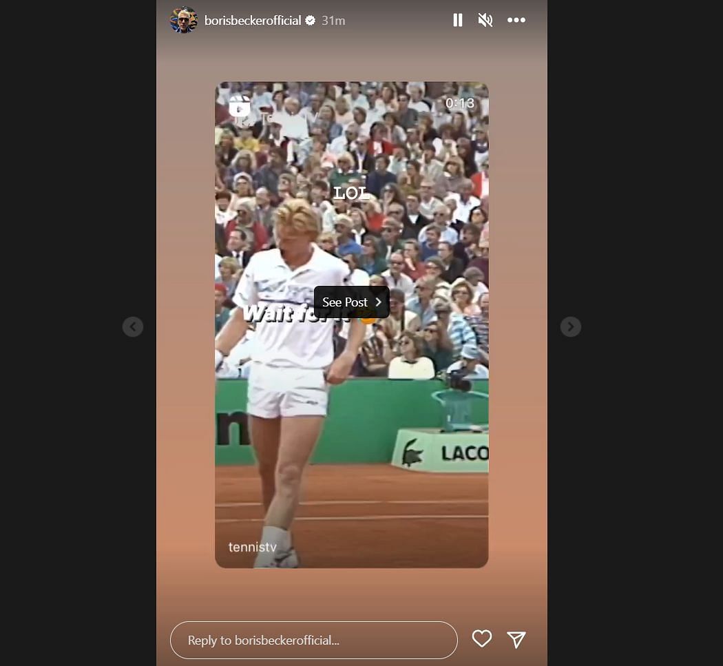 Becker reacts to an old moment of himself at the German Open.