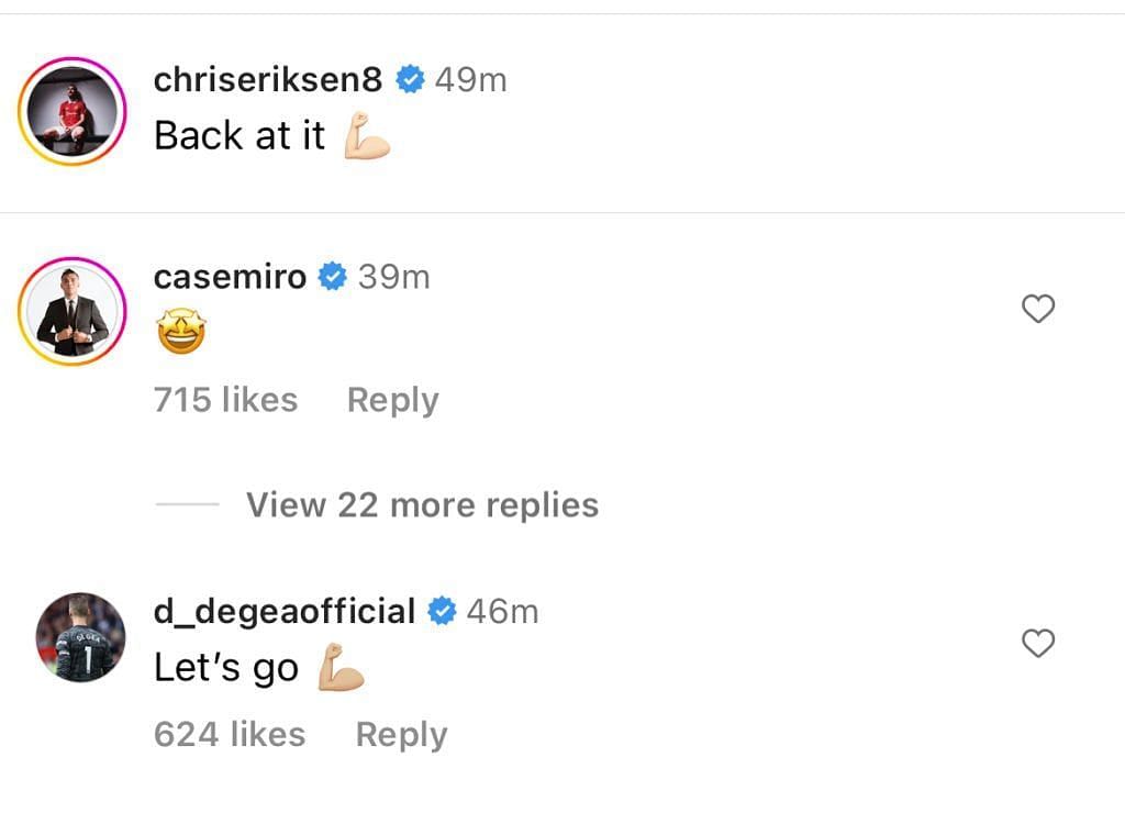 Casemiro's reaction to Eriksen's Instagram post (via United if Focus).