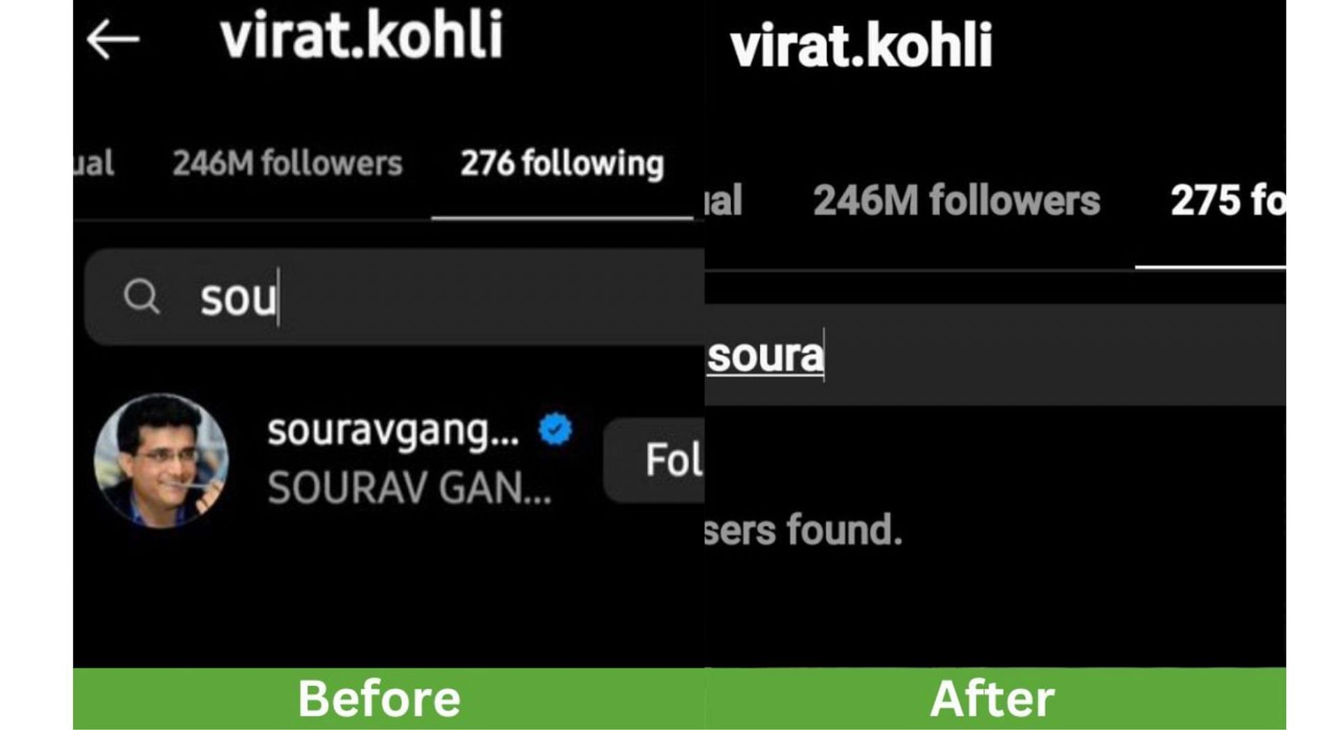 Virat Kohli unfollows Sourav Ganguly on Instagram after handshake  controversy in IPL 2023 – Reports