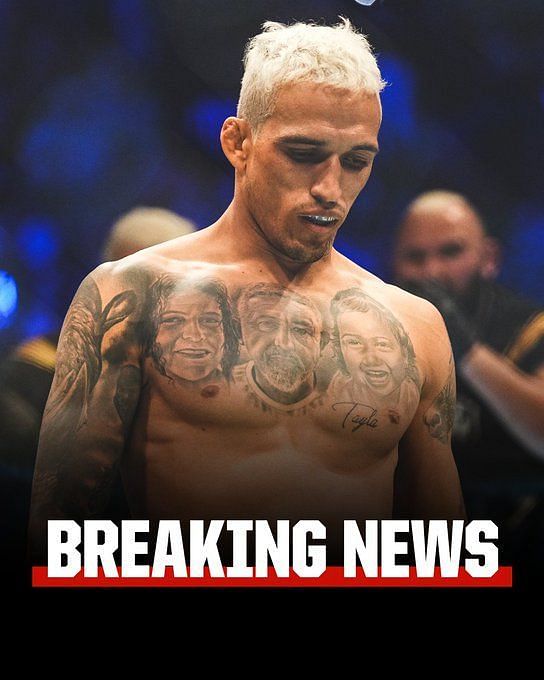 Former UFC champ Charles Oliveira shows off new massive lion tattoo