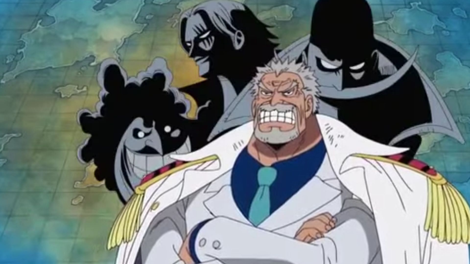 Monkey D Garp with his Yonko exposition (Image via TOEI Animation)