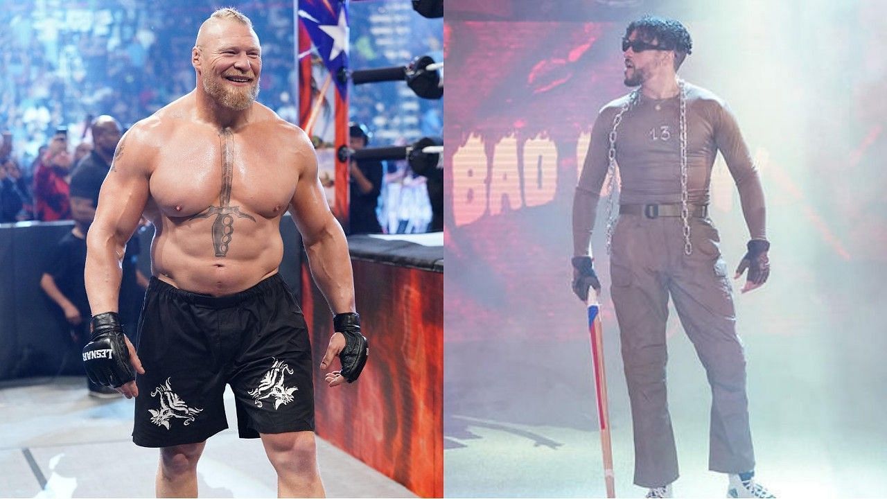 WWE सुपरस्टार्स ब्रॉक लैसनर और बैड बनी 