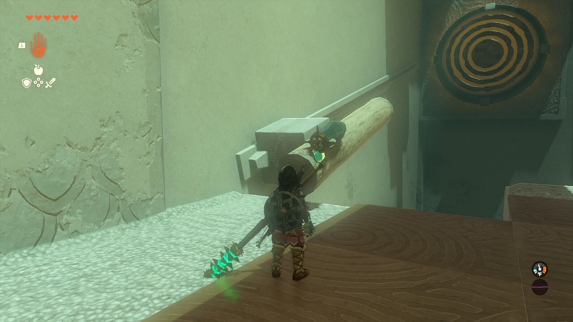 You must place the log in this manner to hit the target (Image via Nintendo)