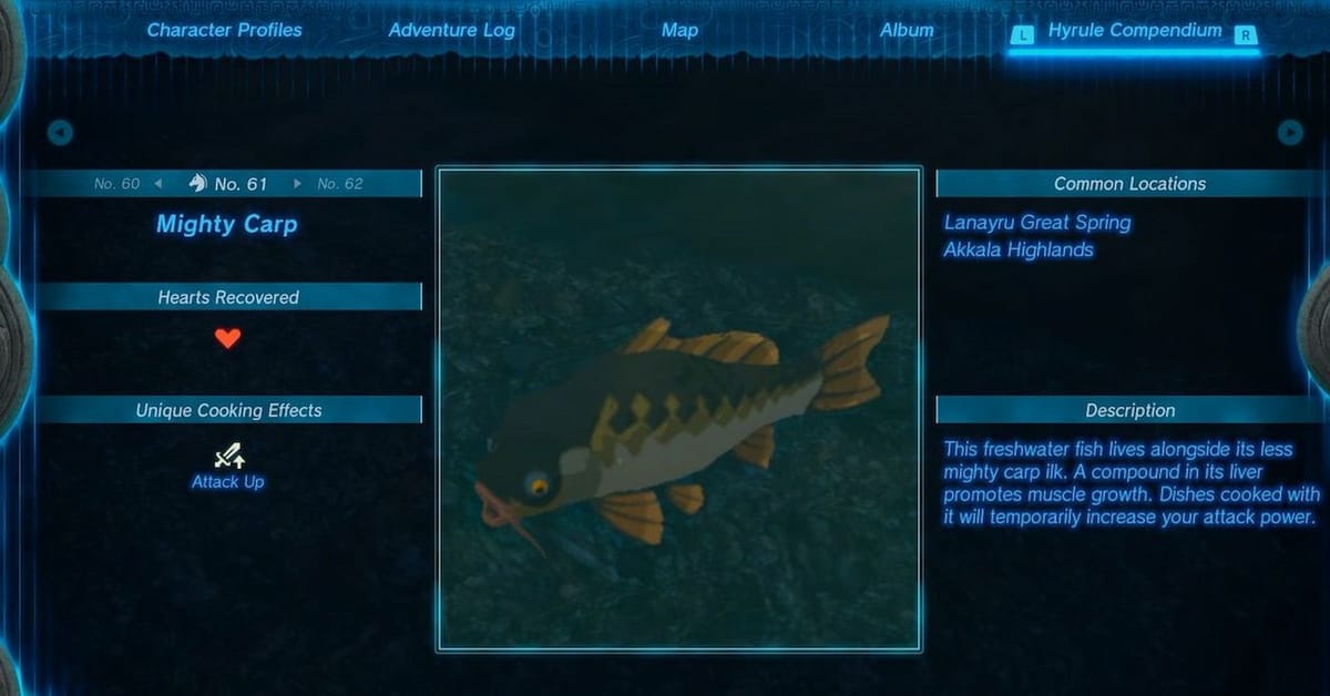 How to get and use the Mighty Carp in The Legend of Zelda Tears of the