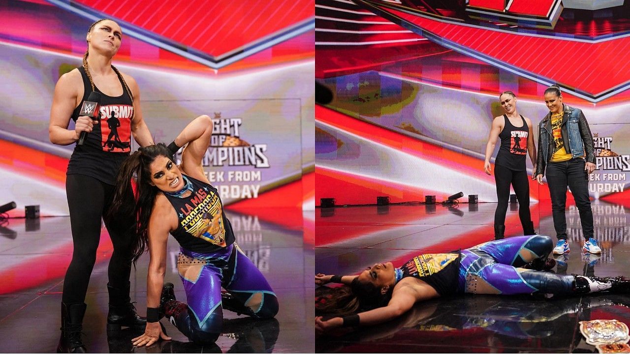 WWE सुपरस्टार्स रोंडा राउज़ी, राकेल रॉड्रिगेज़ और शेना बैज़लर 
