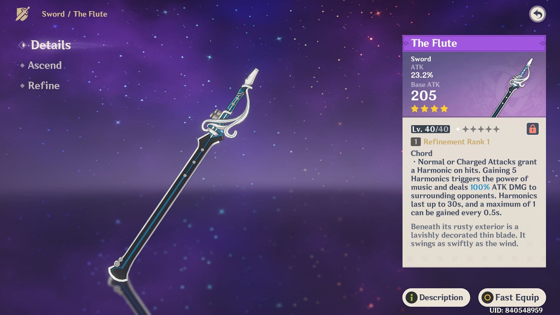 The Flute is a 4-star weapon (Image via HoYoverse)