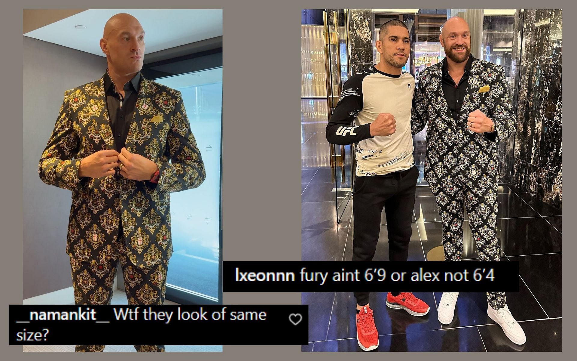 Fans call out Tyson Fury for his height as he poses alongside Alex Pereira