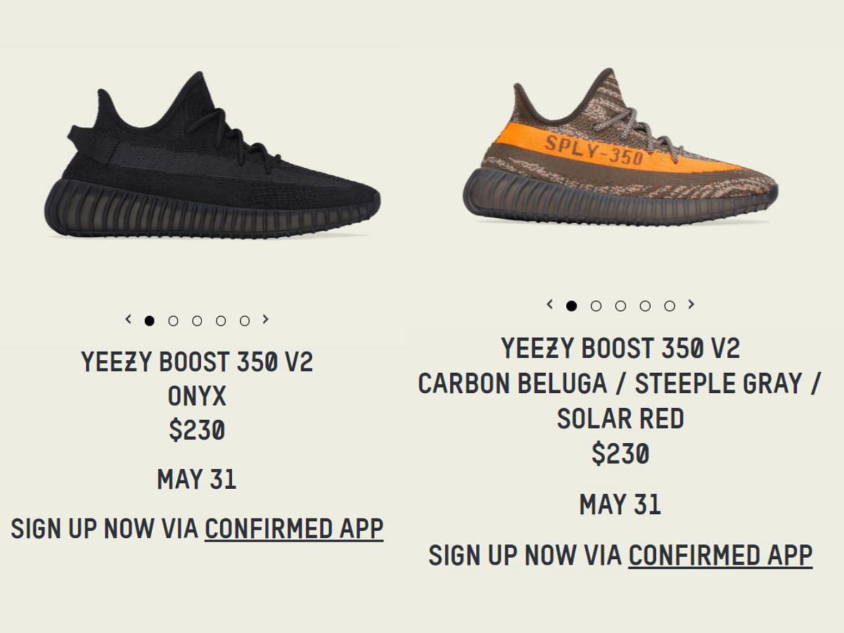 How to buy the “Carbon Beluga” Yeezy and Yeezy 350 “Onyx” on the Adidas ...