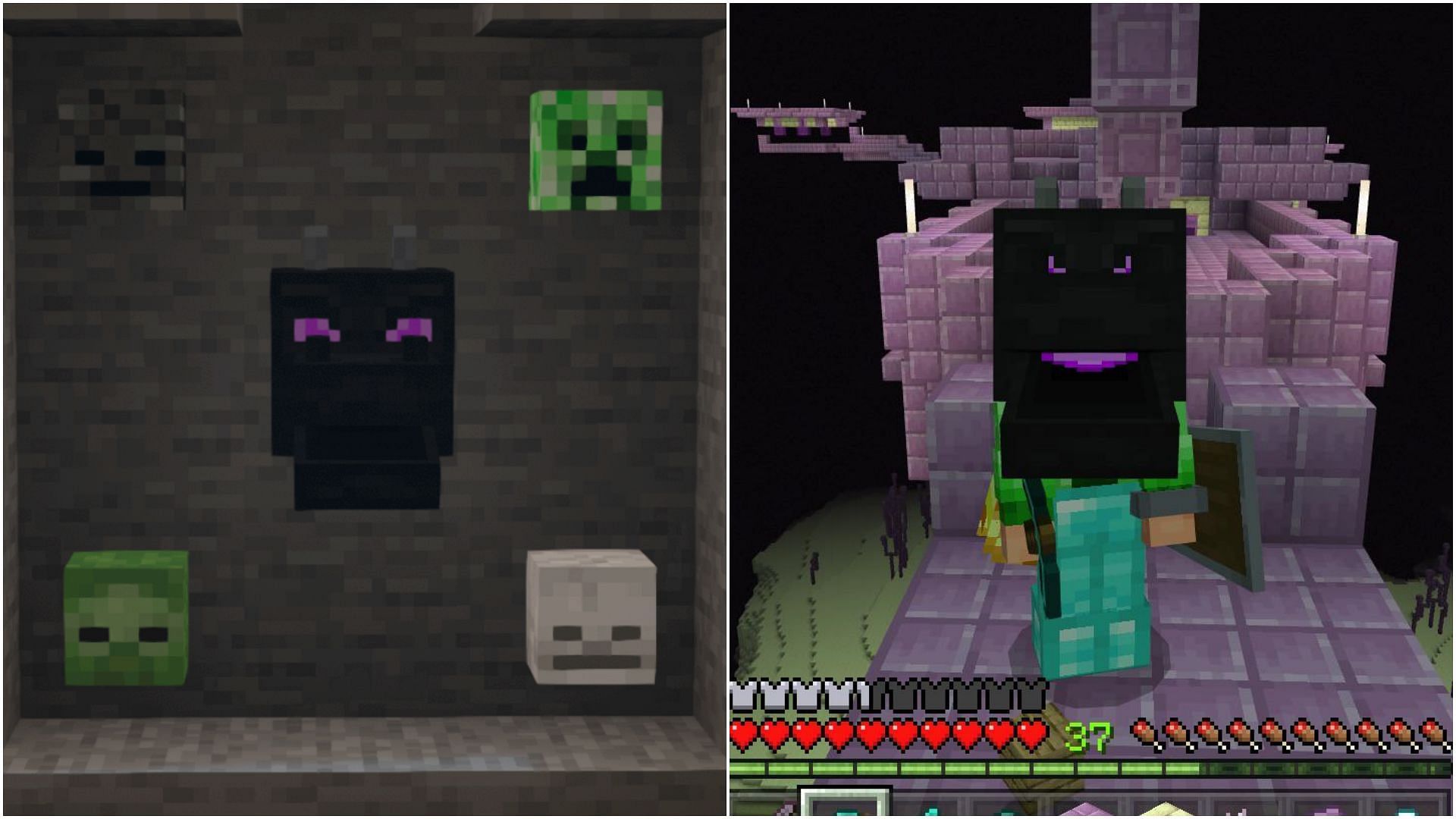 A dragon head can either be worn or displayed as a trophy in Minecraft (Image via Sportskeeda)