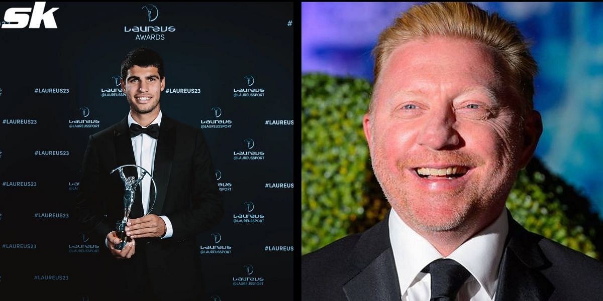 Boris Becker congratulates Carlos Alcaraz for winning Laureus Breakthrough of the Year 2023 award